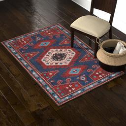 Amazon Brand – Stone & Beam Modern Persian Area Rug, 4 x 6 Foot, Blue and Red Multicolor