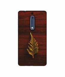 Amazon Brand - Solimo Designer Leaf on Wood UV Printed Soft Back Case Mobile Cover for Nokia 5