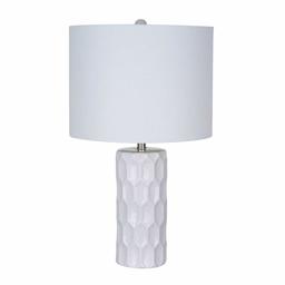 Amazon Brand – Ravenna Home Mid Century Modern White Ceramic Table Lamp With LED Light Bulb - 21 Inches, White Shade