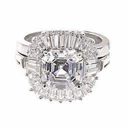 [Find] Amazon Collection Rhodium Plated Sterling Silver Clear Cubic Zirconia Platinum nia Sterling siruba-suta-ba-sutoburaidaruringusetto, Size 11 