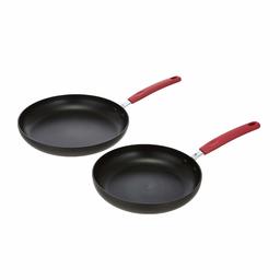 AmazonBasics hård anodiserad non-stick 2-delad stekpanna set, 9,5-tum och 11-tum Röd