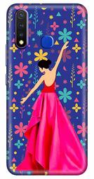 Amazon Brand - Solimo Designer Girl Blue Flower Design 3D Printed Hard Back Case Mobile Cover for Vivo Y19 / Vivo U20