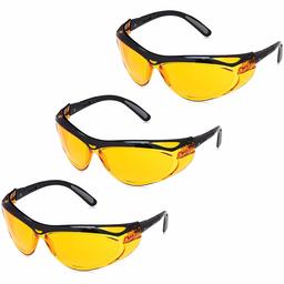 AmazonBasics Blue Light Blocking Safety Glasses, Anti-Fog, Orange Lens, 3-Count