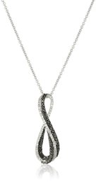 Sterling Silver Black and White Diamond Infinity Pendant Necklace (1/3 cttw), 18