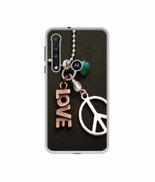 Amazon Brand - Solimo Designer Love and Peace UV Printed Soft Back Case Mobile Cover for Motorola One Macro