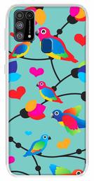 Amazon Brand - Solimo Designer Multicolor Flycatchers Birds Patterns Design Printed Soft Back Case Mobile Cover for Samsung Galaxy M31