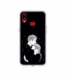 Amazon Brand - Solimo Designer Couples Standing in Rain UV Printed Soft Back Case Mobile Cover for Samsung Galaxy A10s