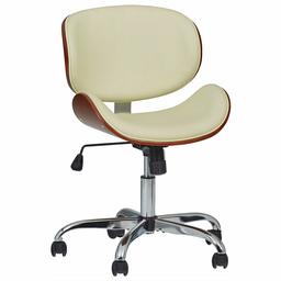 Rivet Langston Modern Wood and Leather Swivel Chair, 20.28