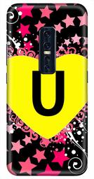 Amazon Brand - Solimo Designer Heart Pattern Alphabet-U 3D Printed Hard Back Case Mobile Cover for Vivo V17 Pro