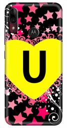 Amazon Brand - Solimo Designer Heart Pattern Alphabet-U 3D Printed Hard Back Case Mobile Cover for Motorola Moto E6s / Motorola Moto E6 Plus