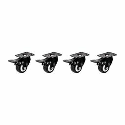 AmazonCommercial 2-Inch Top Plate PU Swivel Caster with Brake, Black, 4-Pack