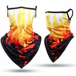 Ear Loops Neck Gaiter, Hissox Womens Mens Face Scarf Shield Bandana Ear Loops Dust UV Balaclava Outdoors Sports Mouth Cover Beanie for Fishing Hunting 1 Pcs Red Flame