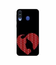 Amazon Brand - Solimo Designer Heart Shape Lady with Glitter 3D Printed Hard Back Case Mobile Cover for Samsung Galaxy M21