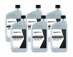 AmazonBasics Full Synthetic Motor Oil, 5W-40, Euro Formula, 1 Quart, 6 Pack (Renewed)