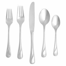 AmazonBasics 20-Piece Stainless Steel Modern Finish Flatware Set, Service for 4