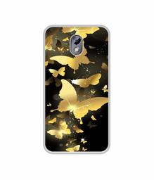 Amazon Brand - Solimo Designer Golden Butterfly Pattern UV Printed Soft Back Case Mobile Cover for Comio C2 Lite