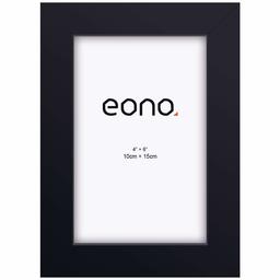 Eono by Amazon - Cadre en Bois Massif pour Photos de 10x15 cm avec Verre Haute définition à Poser sur Un Meuble ou à accrocher au Mur Noir