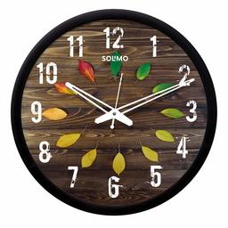 Amazon Brand - Solimo 12-inch Wall Clock - Colorful Leaves (Silent Movement, Black Frame)