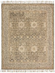 Amazon Brand – Stone & Beam Kelsea Vintage-Inspired, Tassled Wool Area Rug, 5 x 8 Foot, Beige and Grey