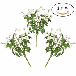 Umi. Mini mazzi di fiori artificiali 3pcs seta fiori finti Bush for home yard Garden wedding Decorations White