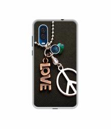 Amazon Brand - Solimo Designer Love and Peace UV Printed Soft Back Case Mobile Cover for Motorola One Vision