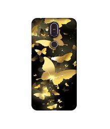 Amazon Brand - Solimo Designer Golden Butterfly Pattern 3D Printed Hard Back Case Mobile Cover for Nokia 8.1