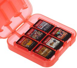 Amazonベーシック Nintendo Switch ゲームソフト ゲームカード収納ケース 24点収納可 9×9×3cm レッド