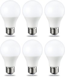 AmazonBasics LED E27 Edison Screw Bulb, 9W (Equivalent to 60W), Warm White, Dimmable - Pack of 6