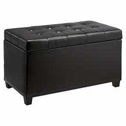 Amazon Basics Faux Leather Rectangular Storage Ottoman, Black