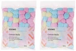 Amazon Brand - Solimo Cotton Balls, Coloured - 100 Units (Pack of 2)