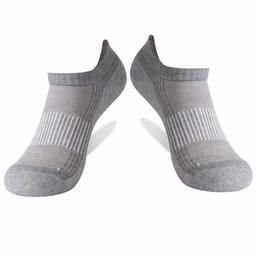 Dsource Unisex Copper Athletic Cushion No Show Socks for Hiking Travel 1 Pair Light Gray Large