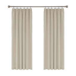 UMI. by Amazon Rideau Thermique Fenetre Occultants Isolants Panneau avec Galon Fronceur Décoratif Salon Chambre 2 Pièces 140x240cm Beige Foncé