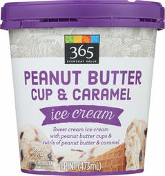 365 Everyday Value, Peanut Butter Cup & Caramel Ice Cream, 16 oz (Frozen)