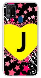 Amazon Brand - Solimo Designer Multicolor Heart Pattern Alphabet-J Printed Soft Back Case Mobile Cover for Samsung Galaxy M31