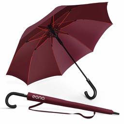 Eono Umbrella, Men's, Women's, One-Touch Umbrella, Durable, Water Repellent, Wind Resistant, Teflon Treatment, 210T High Strength Fiberglass, Lightweight, Large, 51.2 inches (130 cm), Rainy Season, Rain or Shine, Storage Pouch Included - red