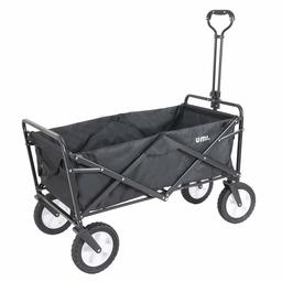 Umi. Essentials Handcart Transport Cart Extendable Handle Hand Cart Folding Garden Trolley 360° Rotatable (Black)