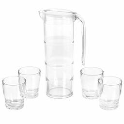 AmazonBasics 5-Piece Set Tritan Pitcher with Nesting Cups