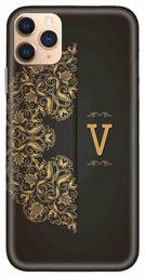 Amazon Brand - Solimo Designer Black Pattern Alphabet-V 3D Printed Hard Back Case Mobile Cover for Apple iPhone 11 Pro Max