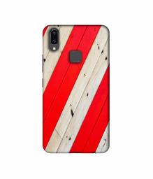 Amazon Brand - Solimo Designer Red and Cream Color Wood 3D Printed Hard Back Case Mobile Cover for Vivo V9 / V9 Pro