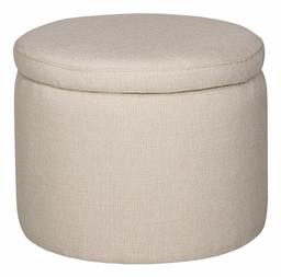 Amazon Brand – Rivet Madison Modern Fabric Round Lift-Top Storage Tray Ottoman Pouf, 19.7