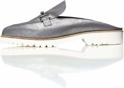 Amazon Brand - find. Women's Loafers Leather Flat Silver US 5