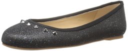 Amazon Brand - The Fix Women's Evelyn Studded Ballet Flat, Black Party Glitter, 6.5 M US