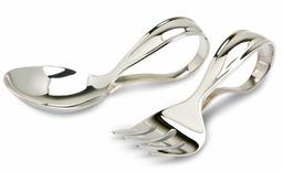 Krysaliis Sterling Silver Baby Spoon and Fork Set Bent Curved