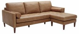 Amazon Brand – Rivet Aiden Mid-Century Leather Sectional with Tapered Wood Legs, 86