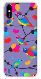 Amazon Brand - Solimo Designer Multicolor Flycatchers Birds Violet Patterns Design Printed Soft Back Case Mobile Cover for Tecno Spark Go Plus