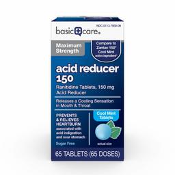 Amazon Basic Care Ranitidine Tablets, 150 mg Cool Mint Tablets, 65Count