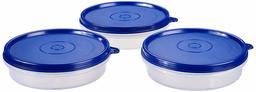 Amazon Brand - Solimo Plastic Lunch Box Set, 190 ml, Set of 3, Blue