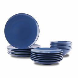 AmazonBasics 18-Piece Dinnerware Set - Royal Blue, Service for 6