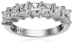 Ring Sterling-Silber 925 platiniert Swarovski-Kristalle Prinzessschliff 7 Steine,platiniert