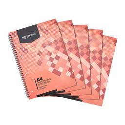 AmazonBasics Wirebound Notebook, 160 Pages, A4, 70 gsm, (5-Pack)